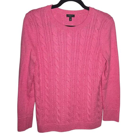Talbots Sweaters - Talbots Womens Pink Confetti Cable Knit Button Sleeve Sweater Size Medium Petite